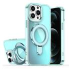 For iPhone 12 Pro Max Plating Gradient Discolor MagSafe Holder Phone Case(Clear Blue) - 1