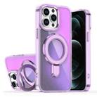 For iPhone 12 Pro Max Plating Gradient Discolor MagSafe Holder Phone Case(Clear Purple) - 1