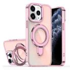 For iPhone 11 Pro Max Plating Gradient Discolor MagSafe Holder Phone Case(Clear Pink) - 1