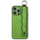For iPhone 15 Pro Max Wavy Wristband Bracket TPU Phone Case(Green) - 1