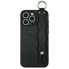 For iPhone 15 Pro Max Wavy Wristband Bracket TPU Phone Case(Black) - 1