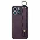 For iPhone 15 Pro Wavy Wristband Bracket TPU Phone Case(Wine Red) - 1