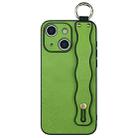 For iPhone 15 Plus Wavy Wristband Bracket TPU Phone Case(Green) - 1