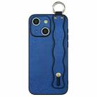 For iPhone 15 Plus Wavy Wristband Bracket TPU Phone Case(Blue) - 1