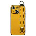 For iPhone 15 Wavy Wristband Bracket TPU Phone Case(Yellow) - 1