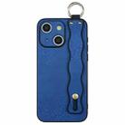 For iPhone 15 Wavy Wristband Bracket TPU Phone Case(Blue) - 1