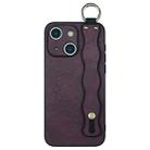 For iPhone 14 Plus Wavy Wristband Bracket TPU Phone Case(Wine Red) - 1