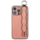 For iPhone 13 Pro Max Wavy Wristband Bracket TPU Phone Case(Pink) - 1