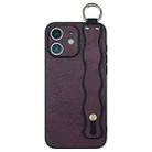 For iPhone 12 Wavy Wristband Bracket TPU Phone Case(Wine Red) - 1