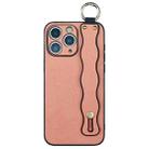For iPhone 11 Pro Wavy Wristband Bracket TPU Phone Case(Pink) - 1