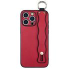 For iPhone 16 Pro Wavy Wristband Bracket TPU Phone Case(Red) - 1