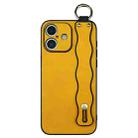 For iPhone 16 Plus Wavy Wristband Bracket TPU Phone Case(Yellow) - 1