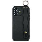 For iPhone 16 Plus Wavy Wristband Bracket TPU Phone Case(Black) - 1