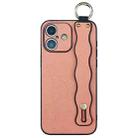 For iPhone 16 Plus Wavy Wristband Bracket TPU Phone Case(Pink) - 1