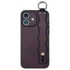 For iPhone 16 Plus Wavy Wristband Bracket TPU Phone Case(Wine Red) - 1