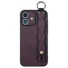 For iPhone 16 Wavy Wristband Bracket TPU Phone Case(Wine Red) - 1