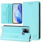 For Infinix Hot 10T / Hot 10S X689 RC01 Dual-Folded Magnetic Suction RFID Leather Phone Case(Mint Green) - 1