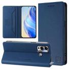 For Infinix Hot 12 Play RC01 Dual-Folded Magnetic Suction RFID Leather Phone Case(Dark Blue) - 1