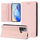 For Infinix Hot 12i / Hot 20i RC01 Dual-Folded Magnetic Suction RFID Leather Phone Case(Pink) - 1