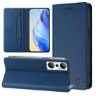For Infinix Hot 20 4G RC01 Dual-Folded Magnetic Suction RFID Leather Phone Case(Dark Blue) - 1