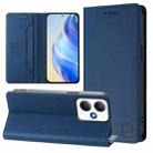 For Infinix Hot 30 Play 4G / NFC 4G RC01 Dual-Folded Magnetic Suction RFID Leather Phone Case(Dark Blue) - 1