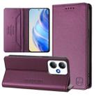 For Infinix Hot 30 Play 4G / NFC 4G RC01 Dual-Folded Magnetic Suction RFID Leather Phone Case(Violet) - 1