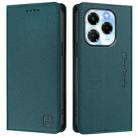 For Infinix Note 40X 5G RC01 Dual-Folded Magnetic Suction RFID Leather Phone Case(Dark Green) - 2