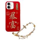 For iPhone 16 Plus New Year Design 3D Gold Stamping IMD Phone Case with Crystal Chain(Wealthy) - 1