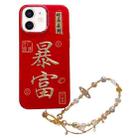 For iPhone 12 New Year Design 3D Gold Stamping IMD Phone Case with Crystal Chain(Wealthy) - 1