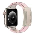 For Apple Watch 46mm / 49mm / 45mm / 44mm T-shaped Magnetic Buckle Stainless Steel Rubber Watch Band(Pink Starlight Buckle) - 1