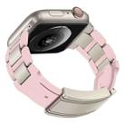 For Apple Watch 46mm / 49mm / 45mm / 44mm T-shaped Magnetic Buckle Stainless Steel Rubber Watch Band(Pink Starlight Buckle) - 2