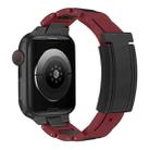 For Apple Watch 46mm / 49mm / 45mm / 44mm T-shaped Magnetic Buckle Stainless Steel Rubber Watch Band(Wine Red Black Buckle) - 1