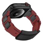 For Apple Watch 46mm / 49mm / 45mm / 44mm T-shaped Magnetic Buckle Stainless Steel Rubber Watch Band(Wine Red Black Buckle) - 2