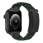 For Apple Watch 46mm / 49mm / 45mm / 44mm T-shaped Magnetic Buckle Stainless Steel Rubber Watch Band(Pine Green Black Buckle) - 1