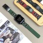 For Apple Watch 46mm / 49mm / 45mm / 44mm T-shaped Magnetic Buckle Stainless Steel Rubber Watch Band(Pine Green Black Buckle) - 3