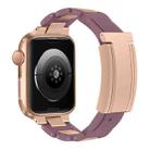 For Apple Watch 46mm / 49mm / 45mm / 44mm T-shaped Magnetic Buckle Stainless Steel Rubber Watch Band(Smoky Purple Rose Gold Buckle) - 1