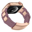 For Apple Watch 46mm / 49mm / 45mm / 44mm T-shaped Magnetic Buckle Stainless Steel Rubber Watch Band(Smoky Purple Rose Gold Buckle) - 2