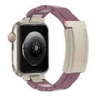 For Apple Watch 46mm / 49mm / 45mm / 44mm T-shaped Magnetic Buckle Stainless Steel Rubber Watch Band(Smoky Purple Starlight Buckle) - 1