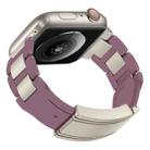 For Apple Watch 46mm / 49mm / 45mm / 44mm T-shaped Magnetic Buckle Stainless Steel Rubber Watch Band(Smoky Purple Starlight Buckle) - 2