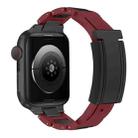 For Apple Watch 42mm / 41mm / 40mm / 38mm T-shaped Magnetic Buckle Stainless Steel Rubber Watch Band(Wine Red Black Buckle) - 1