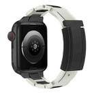 For Apple Watch 42mm / 41mm / 40mm / 38mm T-shaped Magnetic Buckle Stainless Steel Rubber Watch Band(Beige Black Buckle) - 1