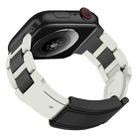 For Apple Watch 42mm / 41mm / 40mm / 38mm T-shaped Magnetic Buckle Stainless Steel Rubber Watch Band(Beige Black Buckle) - 2