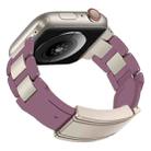For Apple Watch 42mm / 41mm / 40mm / 38mm T-shaped Magnetic Buckle Stainless Steel Rubber Watch Band(Smoky Purple Starlight Buckle) - 2
