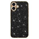 For iPhone 16 Plus Electroplating Star Diamond CD Texture Lens Ring Phone Case(Black) - 1