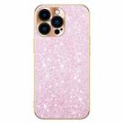 For iPhone 15 Pro Max Electroplating Star Diamond CD Texture Lens Ring Phone Case(Pink) - 1