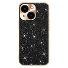 For iPhone 15 Electroplating Star Diamond CD Texture Lens Ring Phone Case(Black) - 1