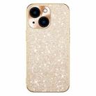 For iPhone 15 Electroplating Star Diamond CD Texture Lens Ring Phone Case(Gold) - 1