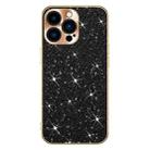 For iPhone 13 Electroplating Star Diamond CD Texture Lens Ring Phone Case(Black) - 1