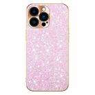 For iPhone 12 Pro Max Electroplating Star Diamond CD Texture Lens Ring Phone Case(Pink) - 1