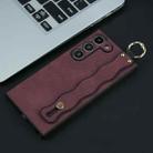 For Samsung Galaxy S21 Ultra 5G Wavy Wristband Bracket TPU Phone Case(Wine Red) - 1